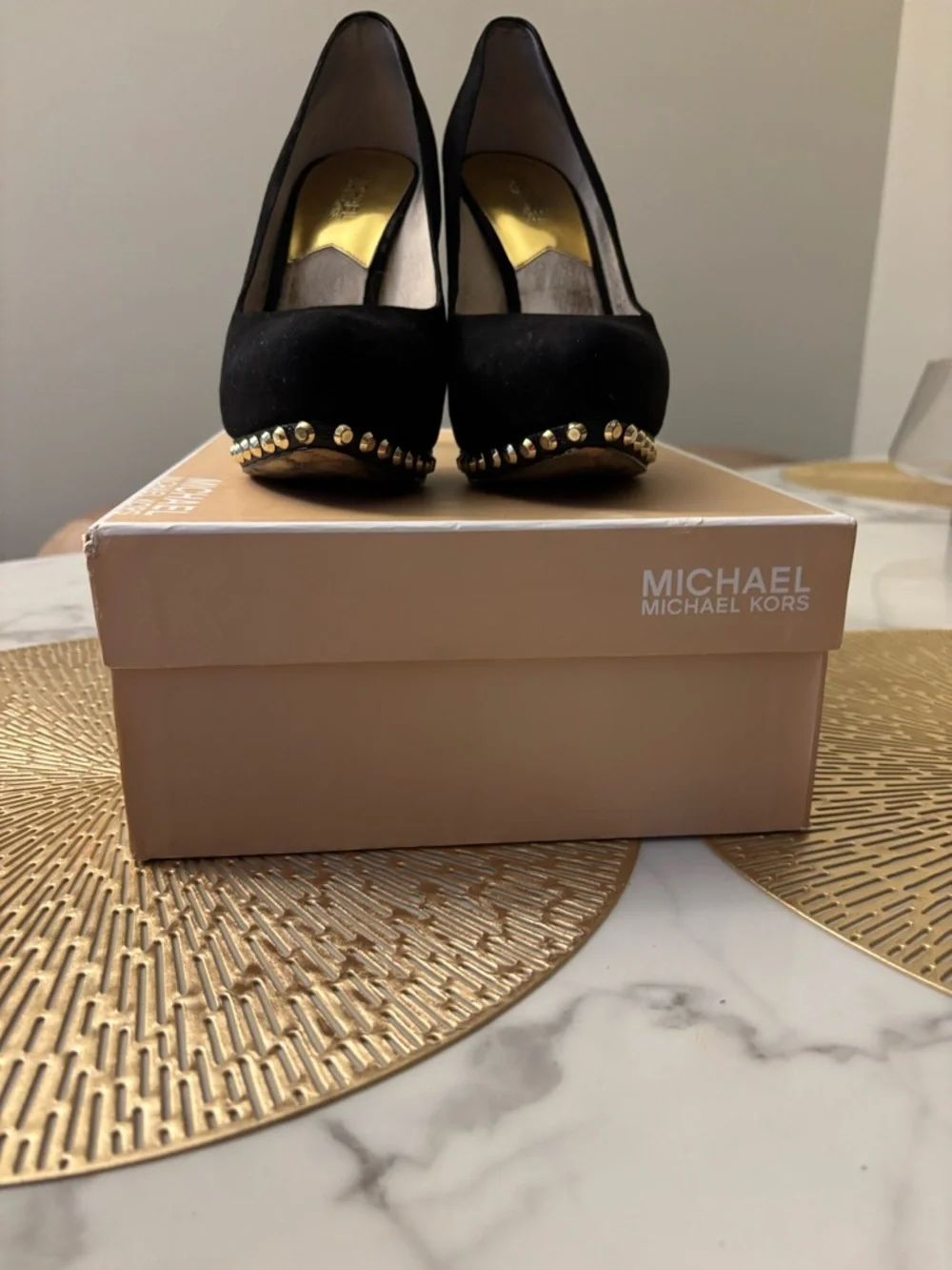Michael Kors Black Suede Studded Platform Stiletto Pumps - Picture 4 of 4